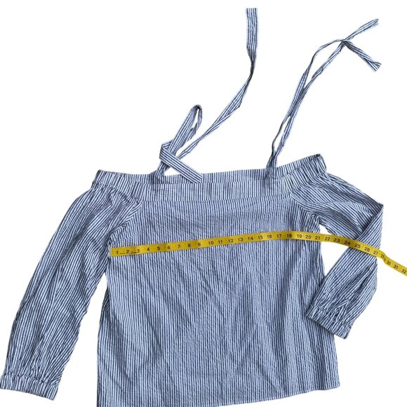 Michael Kors XL Womens Blue & White Striped Off Shoulder Top With Adjustable Str - Picture 3 of 5